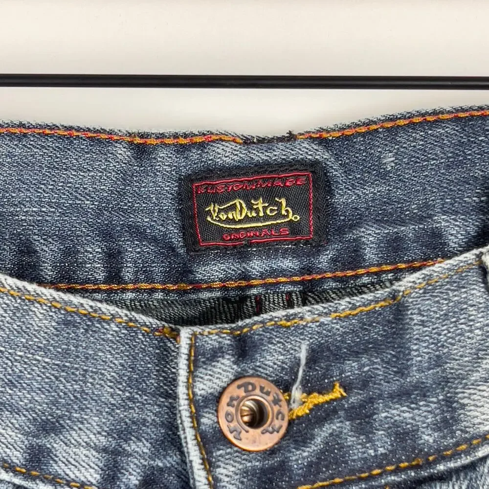 VTG Y2K Von‎ Dutch Originals Greaser Selvedge Blue Straight Jeans Mens 34 x 33
